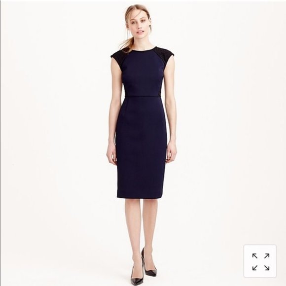 J. Crew Dresses & Skirts - J.Crew piqué eyelet dress 00 Navy/Black
